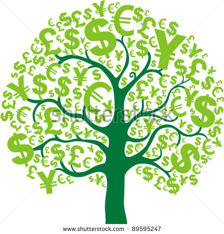 Green money tree isolated on.