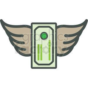 money with wings vector icon . Royalty.