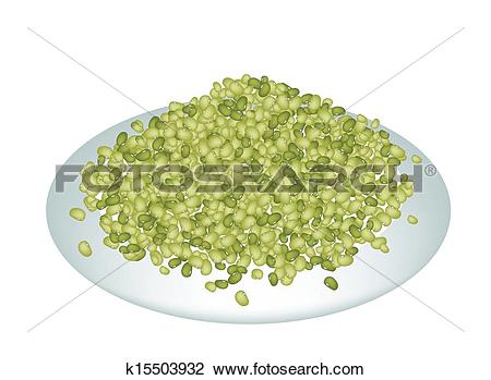 Clipart of A Lot of Mung Beans on White Plate k15503932.