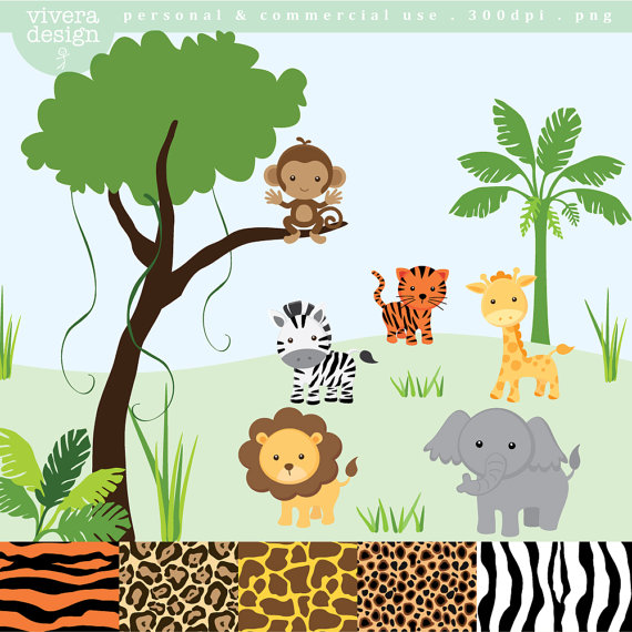Jungle Safari Animal Clip Art.
