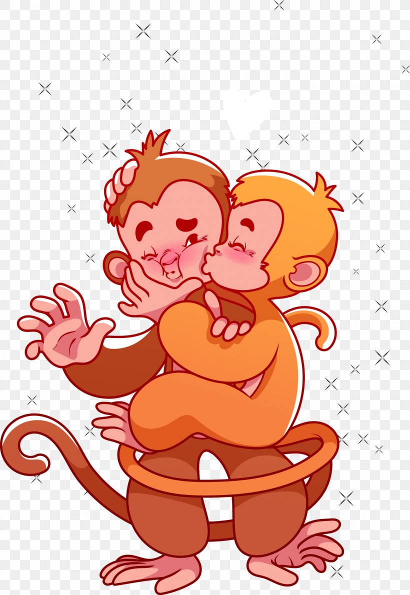 Monkey Valentines Day Cartoon Clip Art, PNG, 1300x1887px.