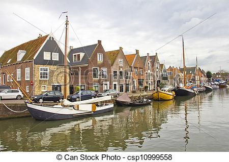 Stock Images of Old port in Monnickendam, The Netherlands.