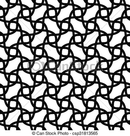 Clip Art Vector of Monochromatic seamless curved line pattern.