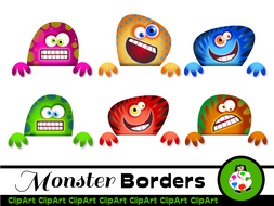 Cartoon Monster Border Clip Art.