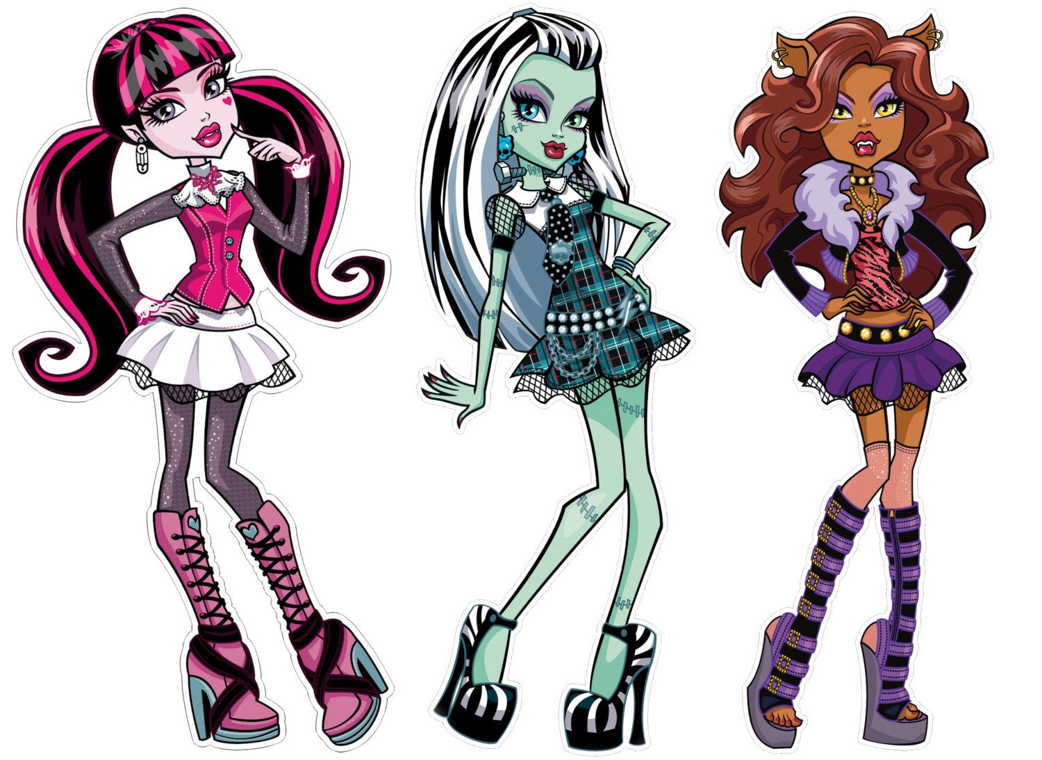 Draculaura, Frankie, and Clawdeen. Monster High.