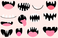 Spooky monster mouths clipart, Funny Halloween creature.