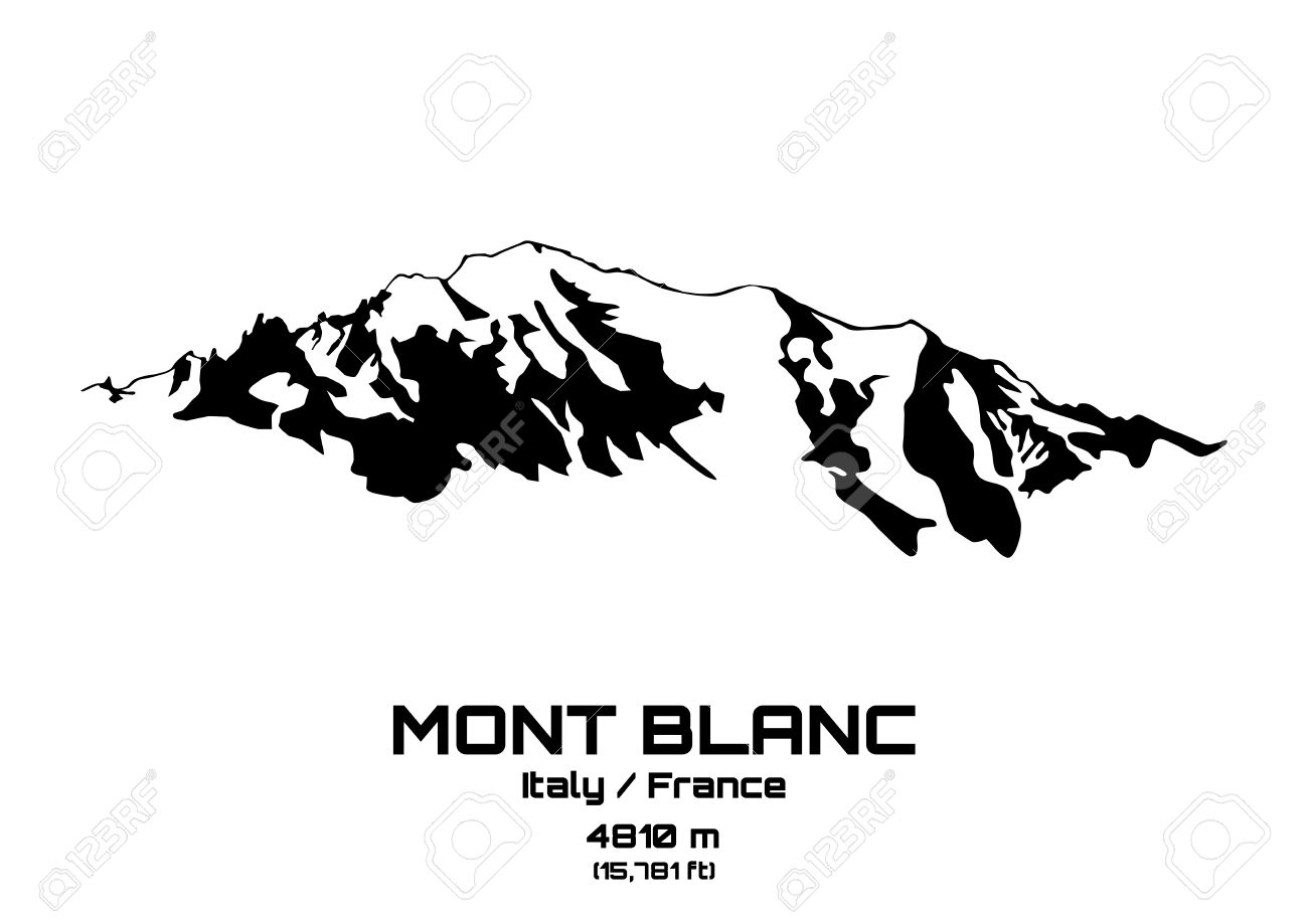 Outline Vector Illustration Of Mont Blanc (4810 M) Royalty Free.