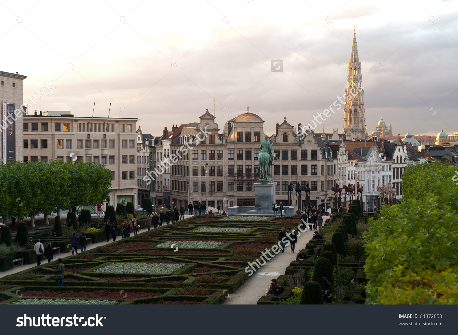 View From Mont Des Arts In Brussel With Church And Basilica In.