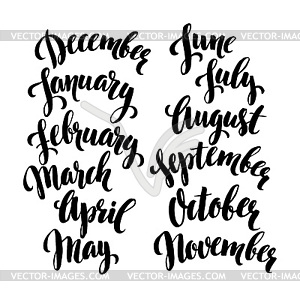 Handwritten months of year. December, January,.