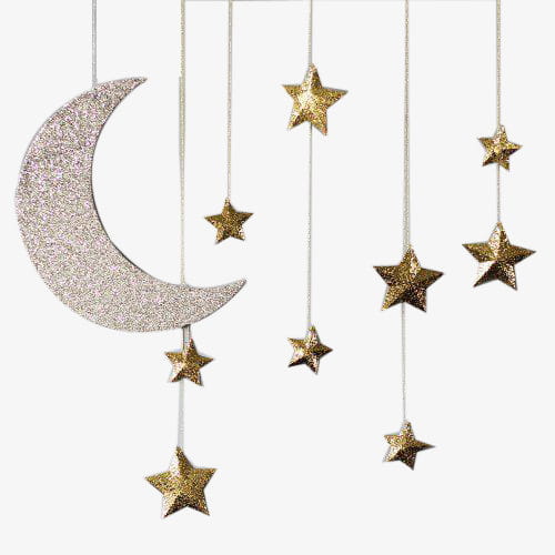 Moon star charm PNG clipart.
