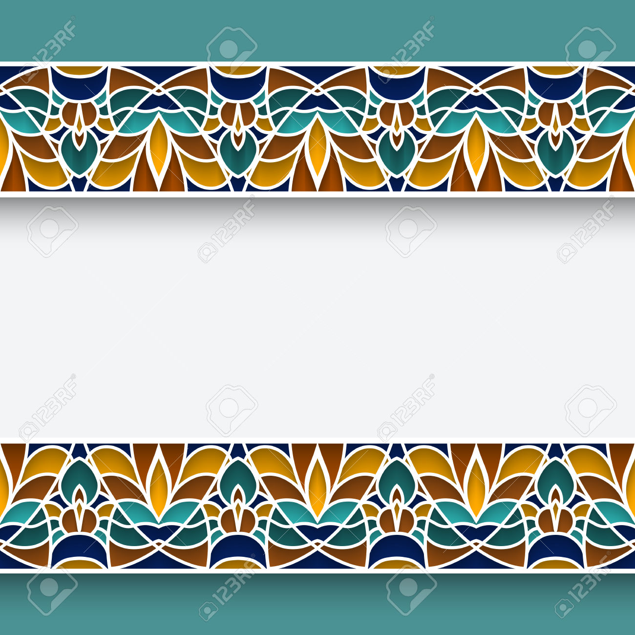 Mosaic Frame With Ornamental Majolica Border Lines In Moorish.
