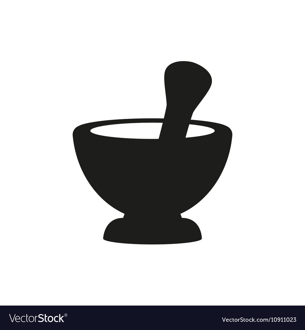 Mortar and pestle pharmacy simple icon on white.