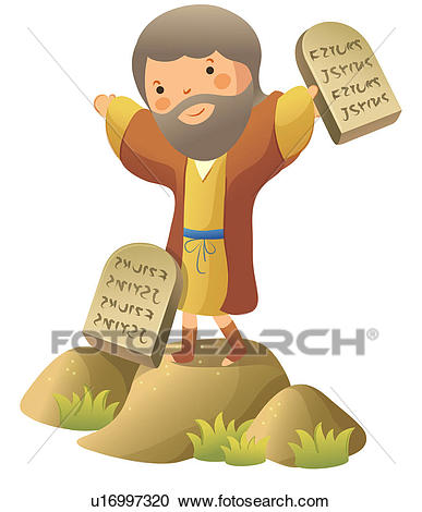 Moses standing and holding ten commandments Clipart.