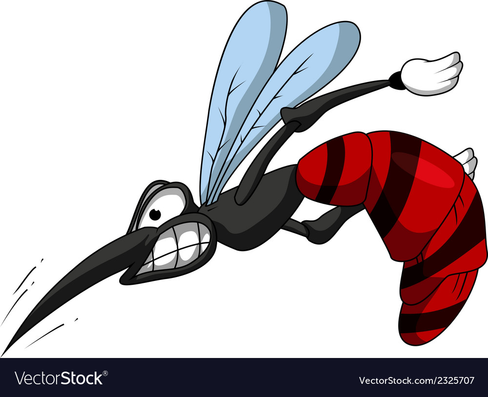 Angry mosquito cartoon.