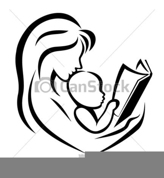 Mother Child Reading Clipart.