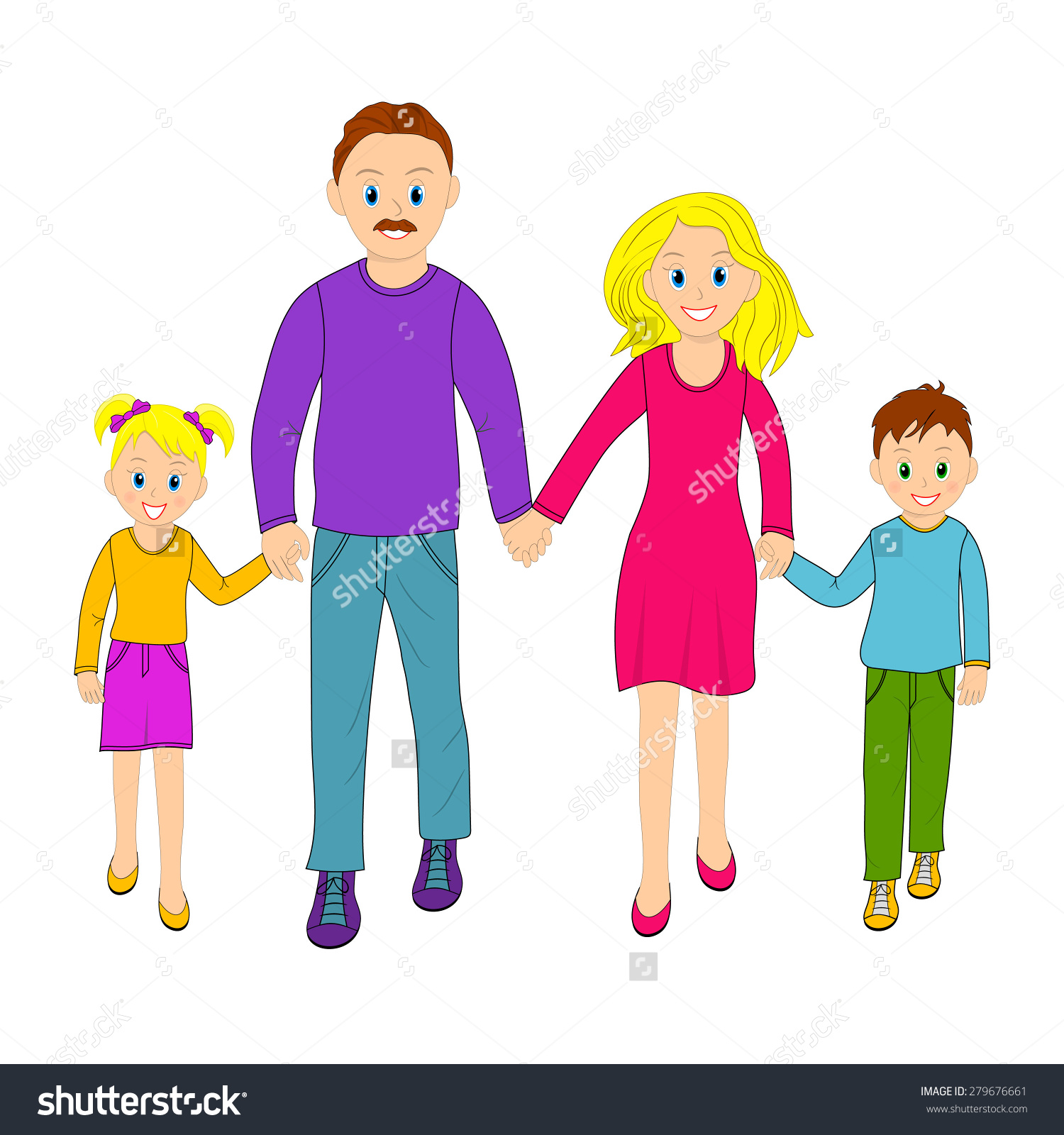 Happy Family Father Mother Son Daughter Stock Vector 279676661.