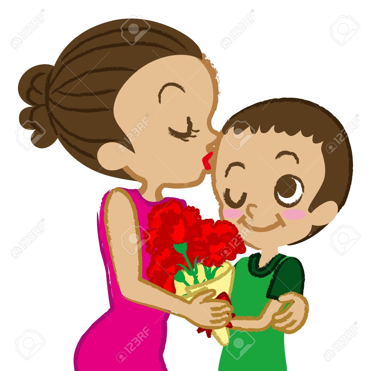 Mom Kissing Baby Clipart.