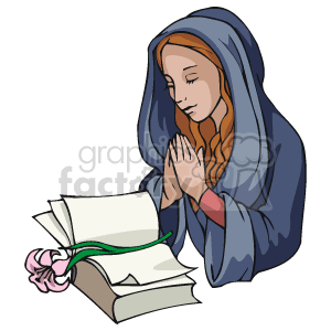 Praying Mother clipart. Royalty.