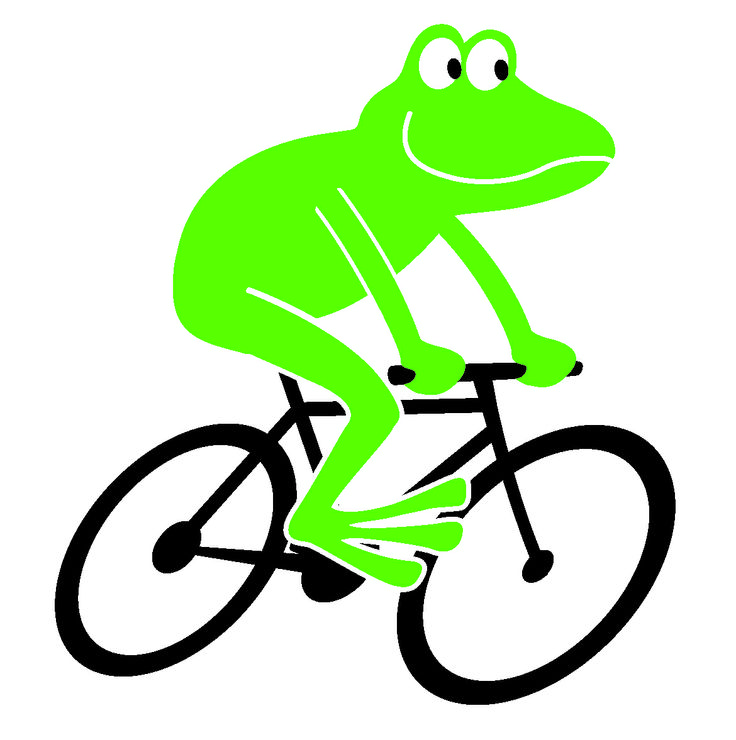 Showing post & media for Cartoon frog riding bike.