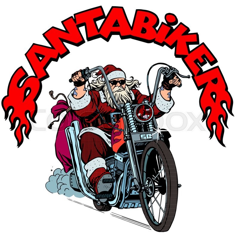 Santa Claus biker motorcycle Christmas.