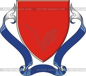 shield with motto ribbon.