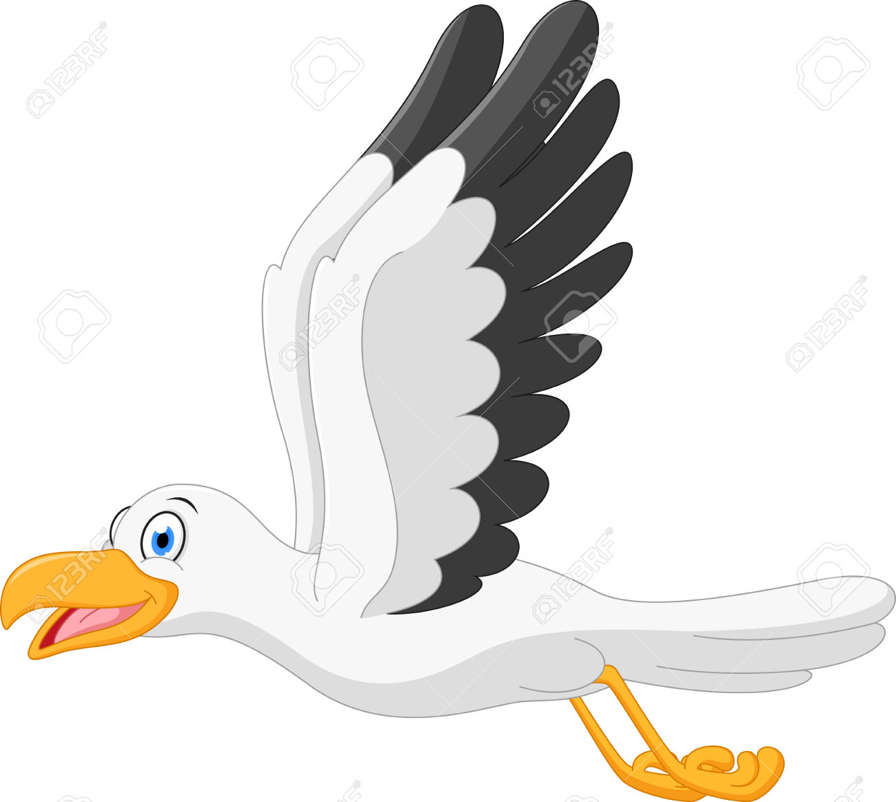 Vol De Bande Dessinée Mouette Heureux Clip Art Libres De Droits.