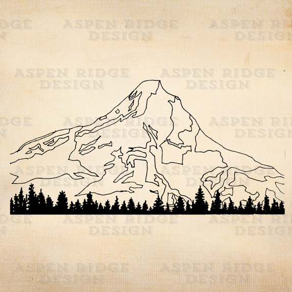 Mt. Hood II Digital Instant Download Vector Clip Art Oregon by.