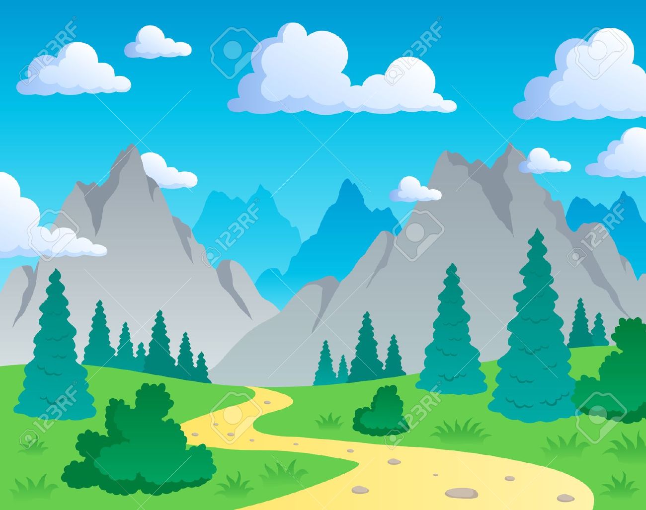 Mountains and valleys clipart.
