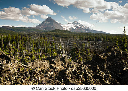 Stock Photography of Mckenzie Pass Three Sisters Cascade Mountain.