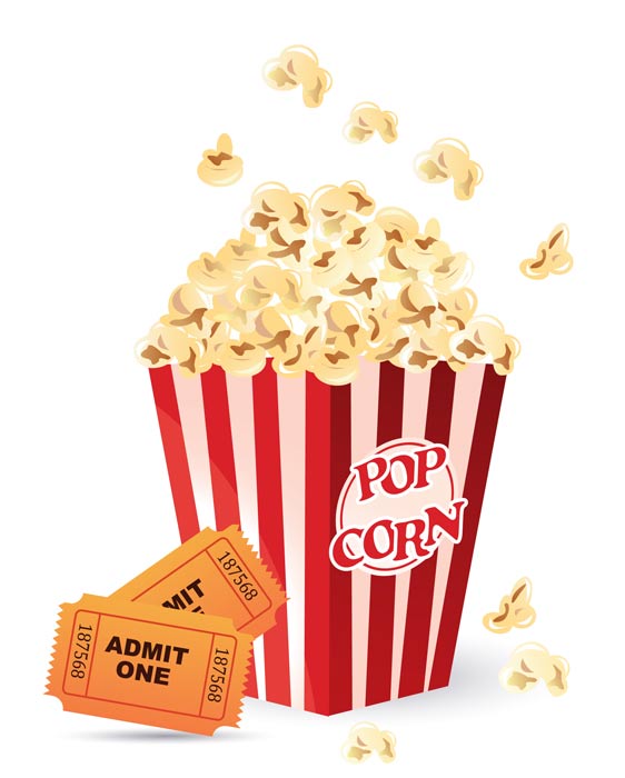 Movie Tickets And Popcorn Clipart.