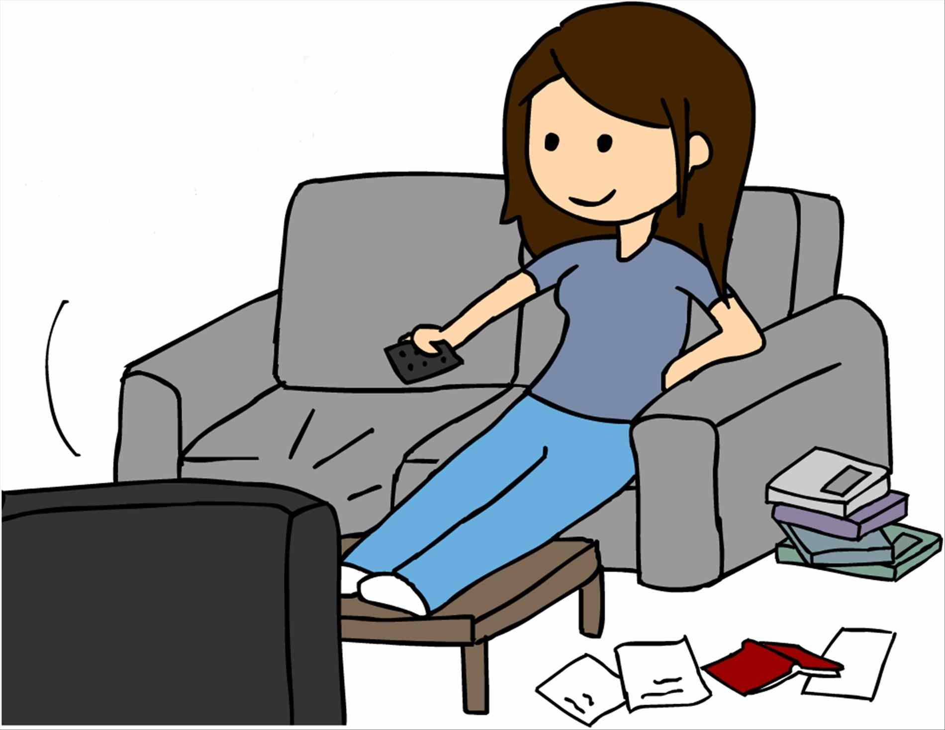 Watching Movie At Home Clipart.