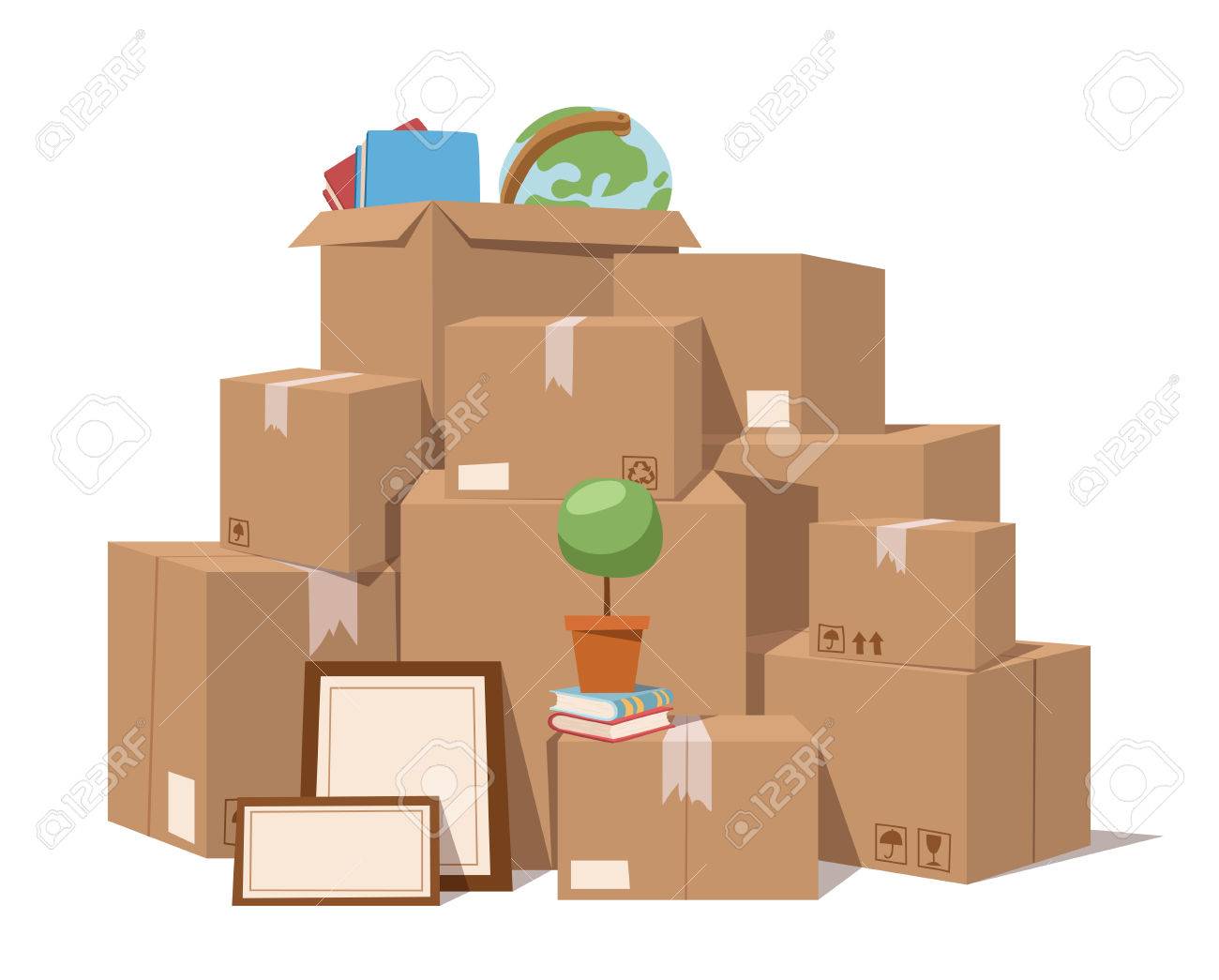 Move service box full vector illustration. Move box business.