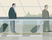 Stock Photography of Business People on a Moving Walkway in an.
