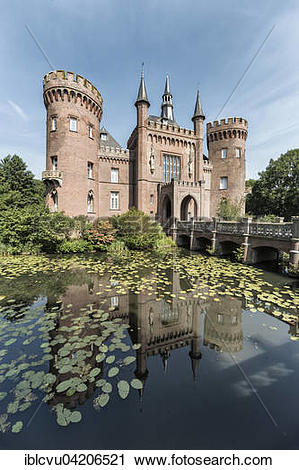 Stock Photography of Schloss Moyland, moated castle, Museum of.