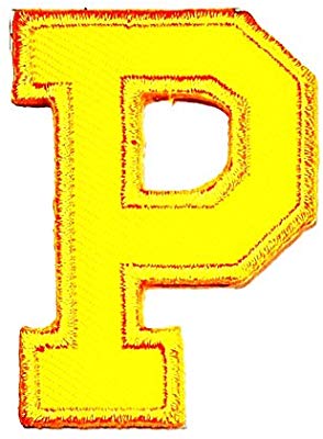 Yellow letter P patch logo Sew On Patch Clothes Bag T.