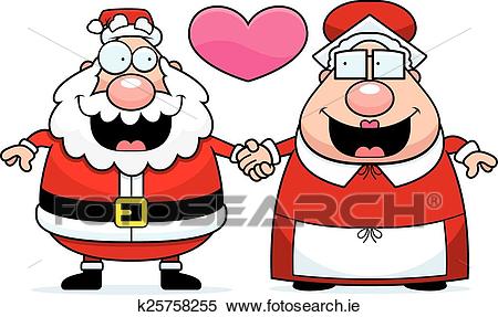 Cartoon Santa and Mrs Claus Love Clipart.