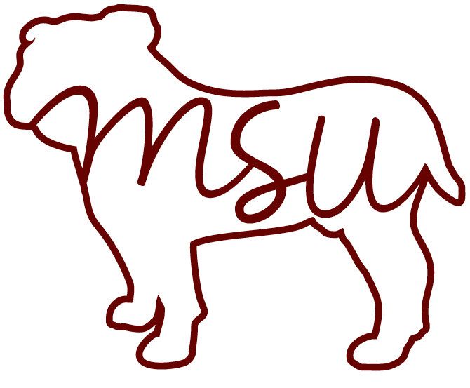 MSU, Bulldog, Monogram, Mississippi State Decal, Laptop.