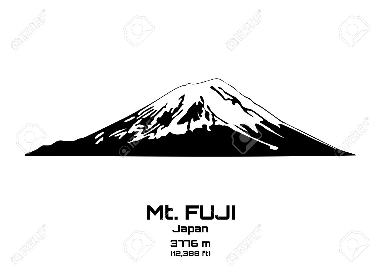 Гора Фудзи в Японии силуэт