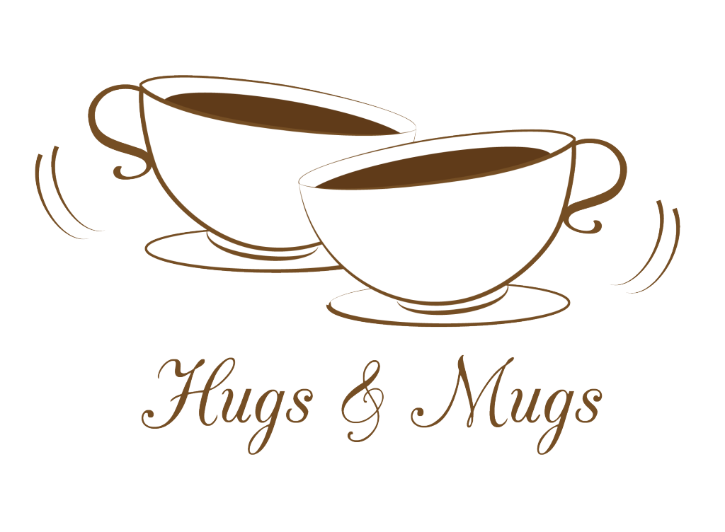 Hugs and Mugs logo for a coffee shop.