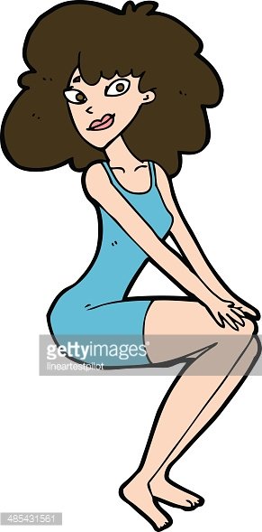Cartoon Sitting Woman IN Dress Stock Vector.