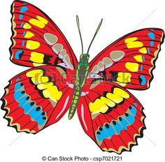 Vector Clip Art of Butterfly with opened multi.
