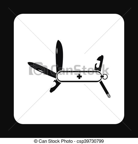 EPS Vectors of Multifunctional pocket knife icon, simple style.