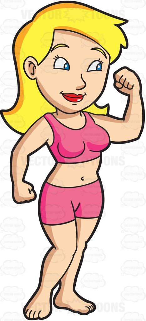 A woman flexing her arm muscles #cartoon #clipart #vector.