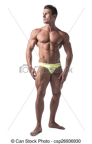 Stock Photos of Full body shot of shirtless muscular young man.