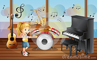 Musical Instruments In A Room Stock Photo.
