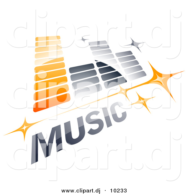 Vector Clipart Logo of Music Equalizer with Stars and Sample.