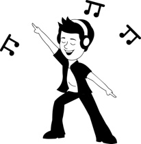 Free Black and White Music Outline Clipart.