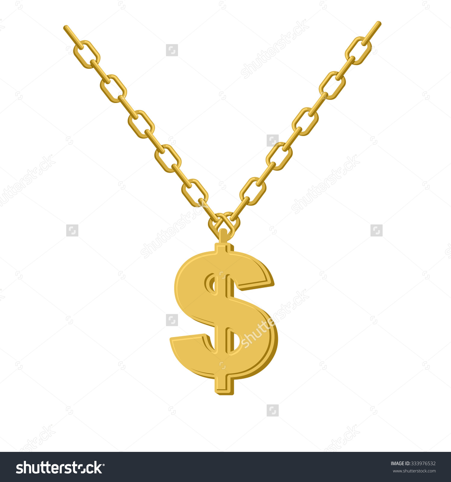 Gold Dollar On Chain Decoration Rap Stock Vector 333976532.