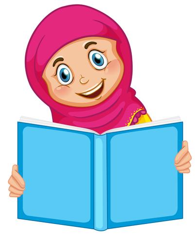 A muslim girl reading a book.