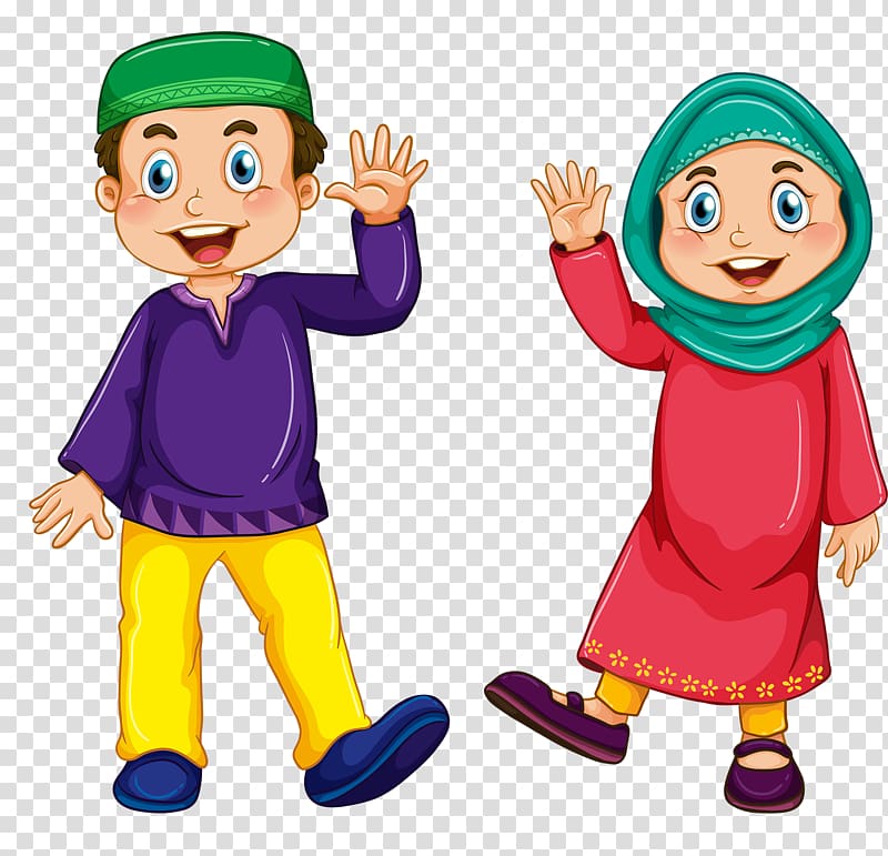 Man and woman , Muslim Islam Child Illustration, Muslim.